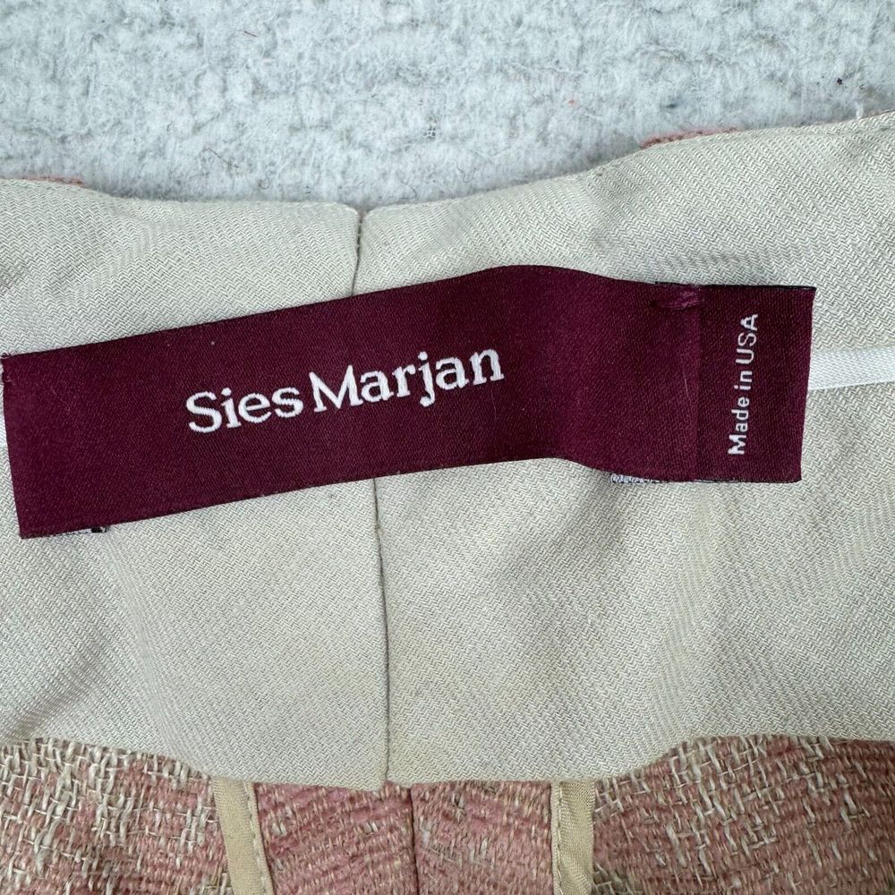 Sies Marjan Pant Womens 2 Cropped Straight Lined Flat Front Jacquard Linen Blend - Picture 3 of 10